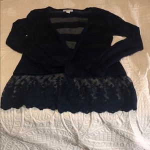 Motherhood Maternity Navy Cardigan with Lace Hem